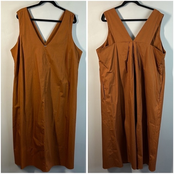 Refinity City Chic Tan Sleeveless V-neck Lagenlook Artsy Minimalist Dress L /20 - Picture 1 of 16